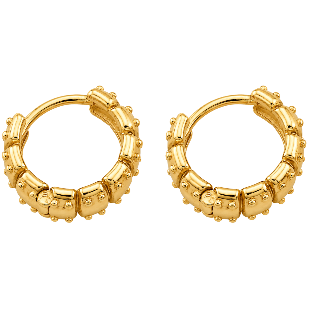Punk Studded Armor Hoop Earrings - Pair - 316L Stainless Steel