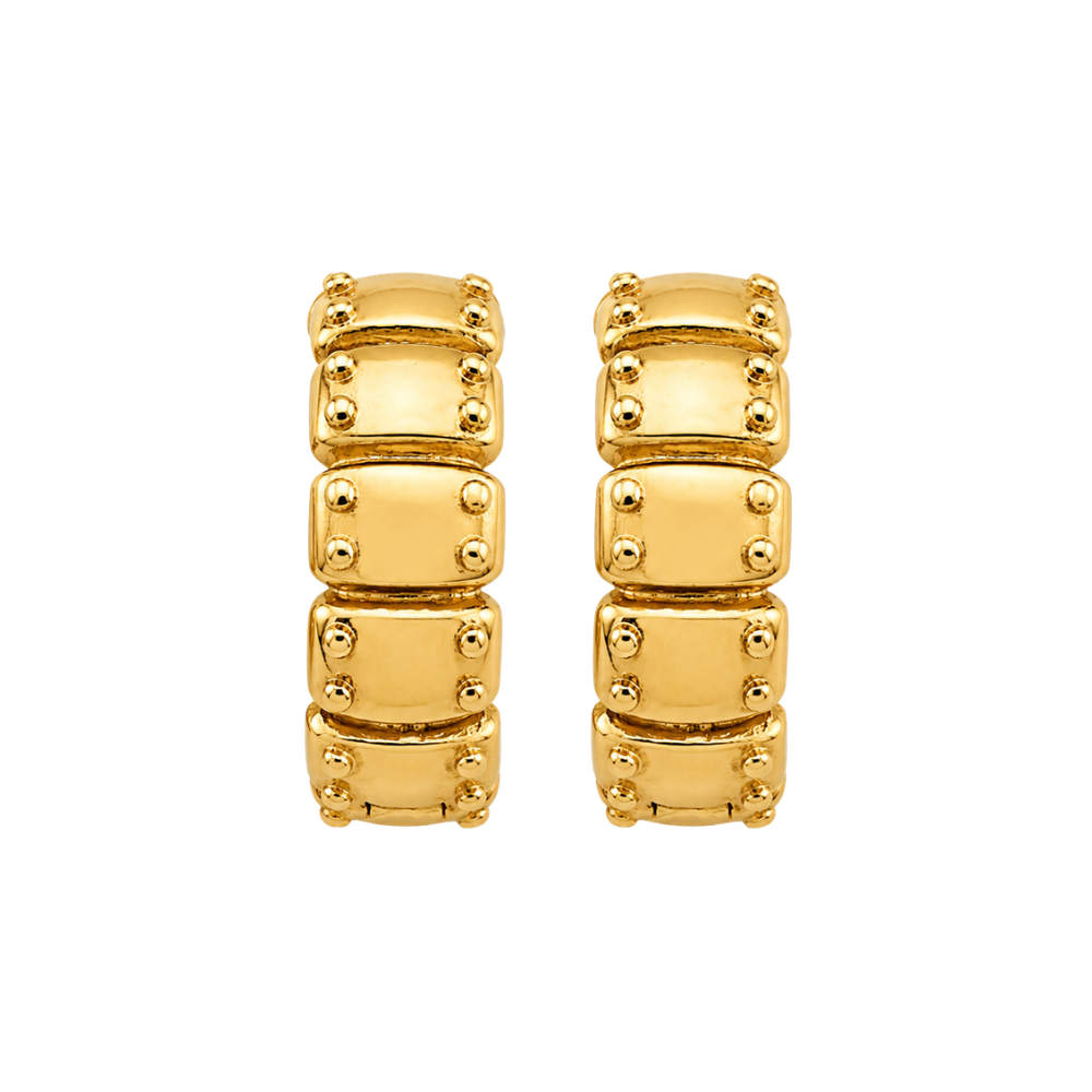 Punk Studded Armor Hoop Earrings - Pair - 316L Stainless Steel
