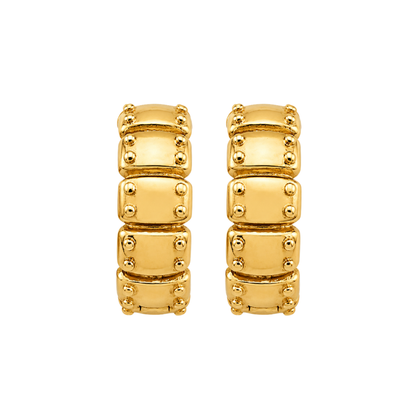 Punk Studded Armor Hoop Earrings - Pair - 316L Stainless Steel