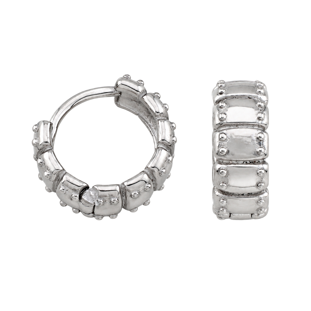 Punk Studded Armor Hoop Earrings - Pair - 316L Stainless Steel