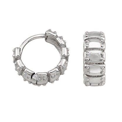 Punk Studded Armor Hoop Earrings - Pair - 316L Stainless Steel