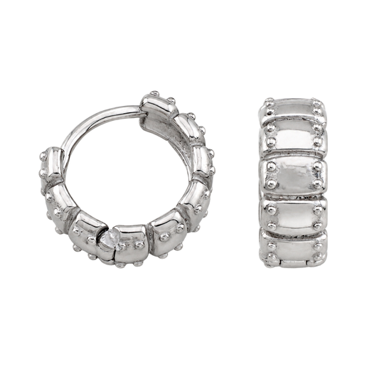 Punk Studded Armor Hoop Earrings - Pair - 316L Stainless Steel