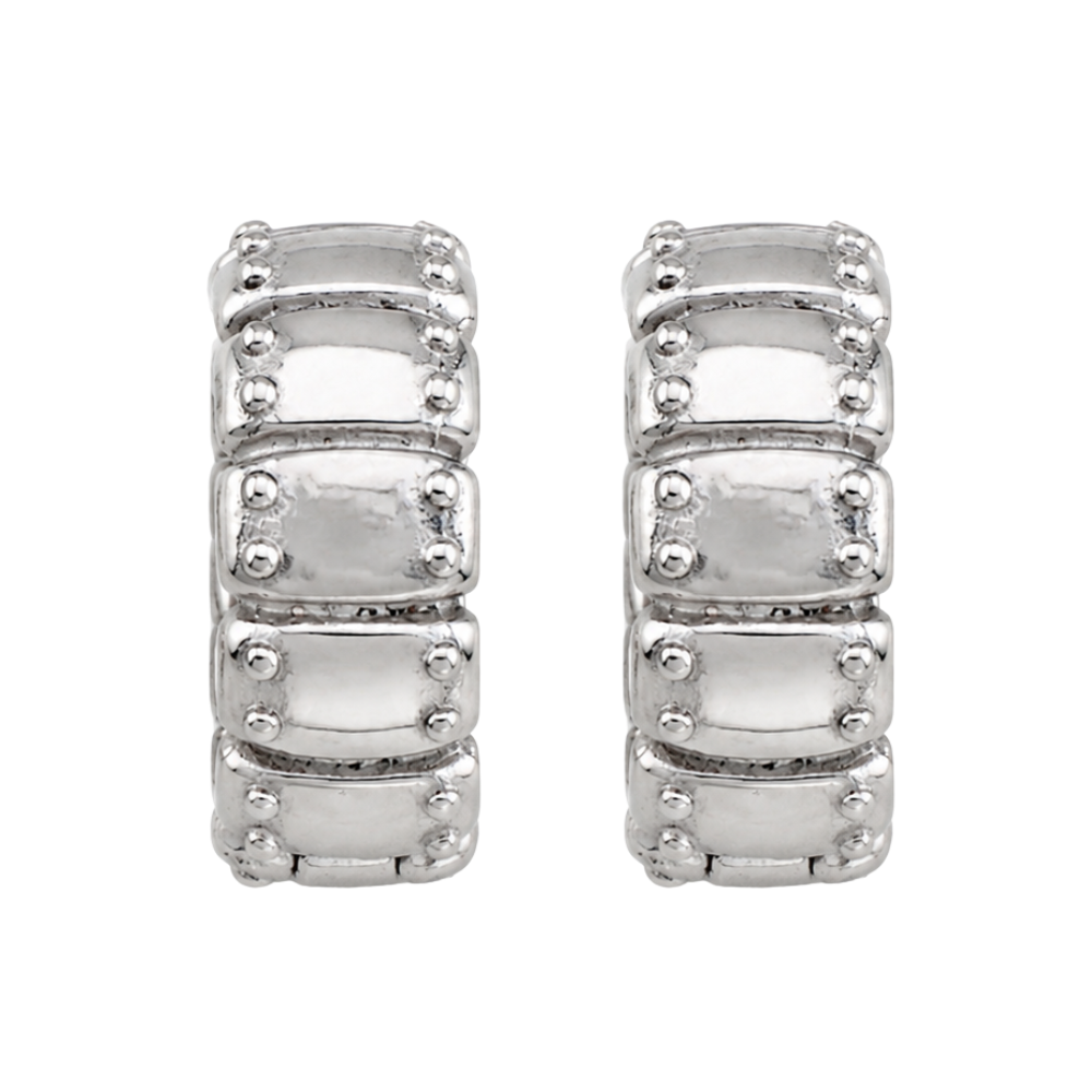 Punk Studded Armor Hoop Earrings - Pair - 316L Stainless Steel