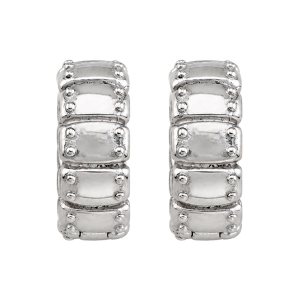 Punk Studded Armor Hoop Earrings - Pair - 316L Stainless Steel