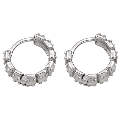 Punk Studded Armor Hoop Earrings - Pair - 316L Stainless Steel