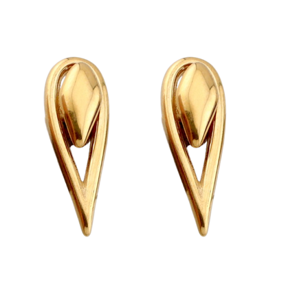 Geometric Open Teardrop Stud Earrings - Pair - 316L Stainless Steel
