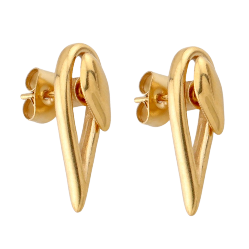 Geometric Open Teardrop Stud Earrings - Pair - 316L Stainless Steel