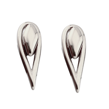 Geometric Open Teardrop Stud Earrings - Pair - 316L Stainless Steel