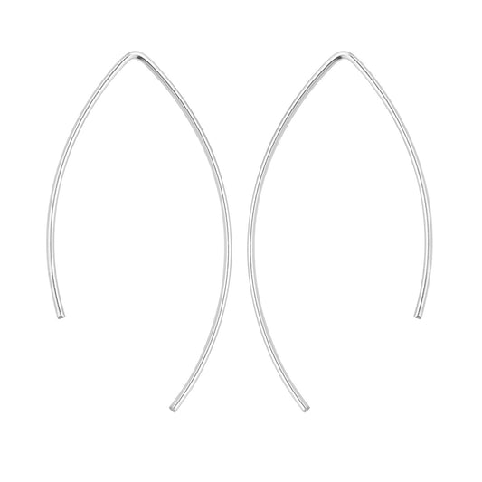 925 Sterling Silver Wire Earrings - Pair - 925 Sterling Silver