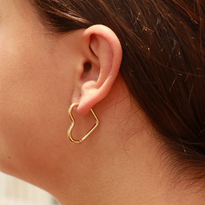 Heart Shaped Hoop Earrings - Pair - 316L Stainless Steel