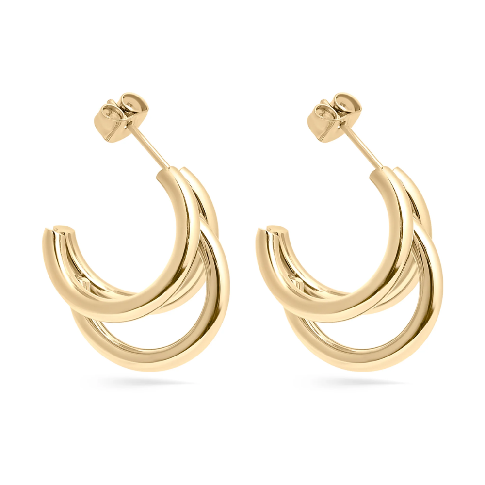Triple Ring Hoop Earrings - Pair - 316L Stainless Steel