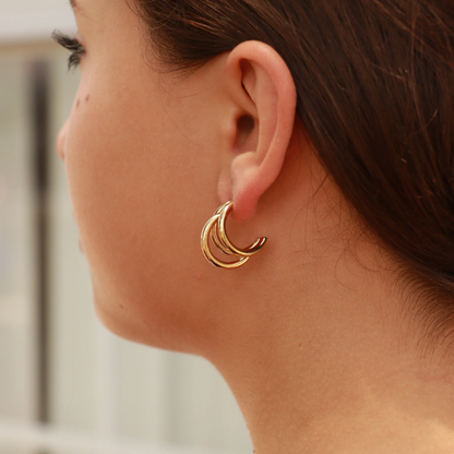 Triple Ring Hoop Earrings - Pair - 316L Stainless Steel