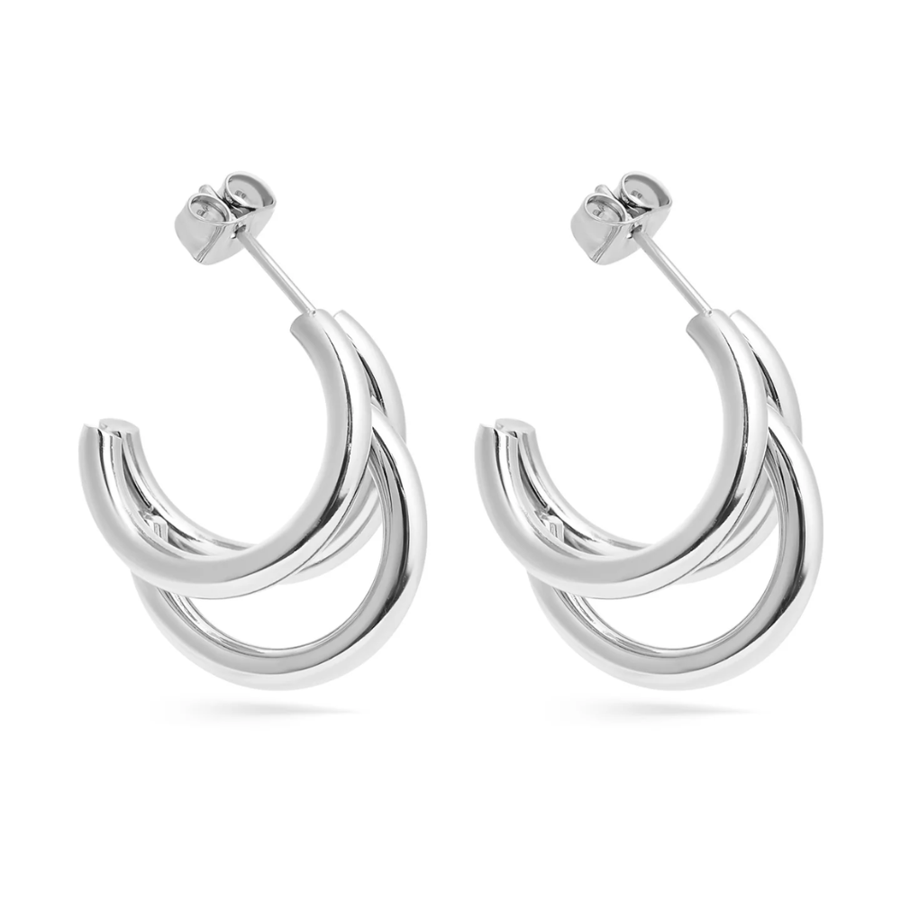 Triple Ring Hoop Earrings - Pair - 316L Stainless Steel