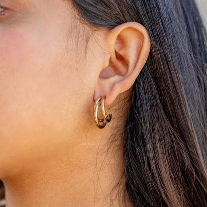 Triple Ring Hoop Earrings - Pair - 316L Stainless Steel