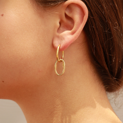 Interlocked Oval Hoop Earrings - Pair - 316L Stainless Steel