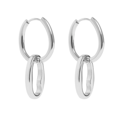Interlocked Oval Hoop Earrings - Pair - 316L Stainless Steel