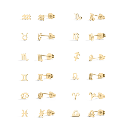 Zodiac Stud Earrings - Pair - 316L Stainless Steel