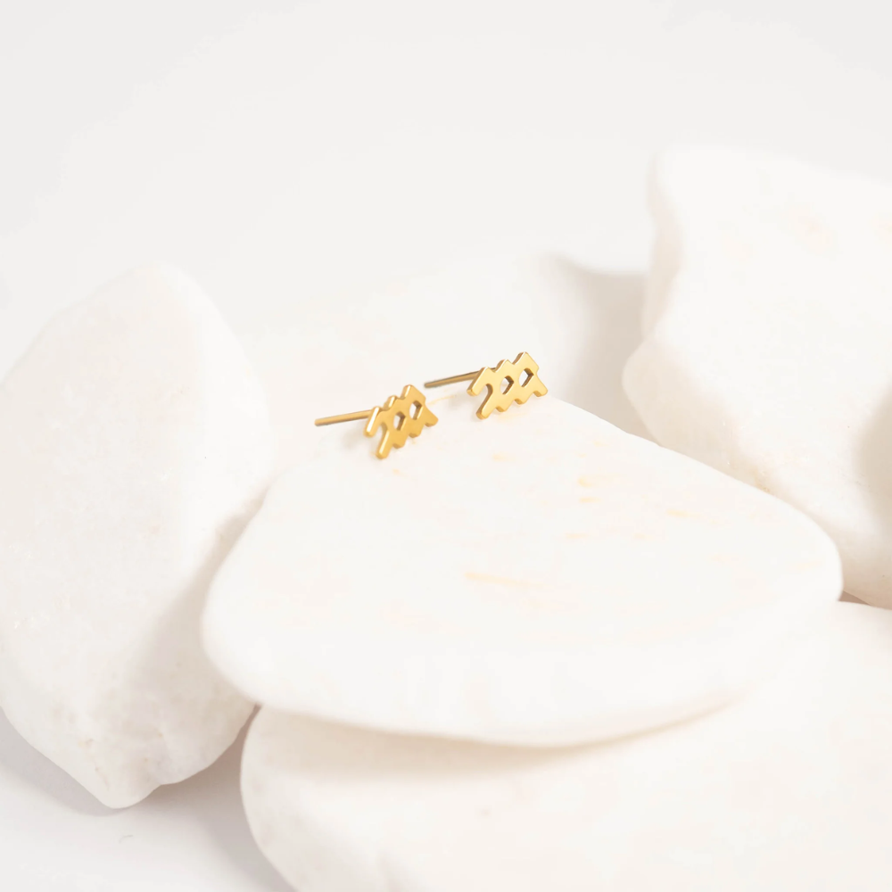 Zodiac Stud Earrings - Pair - 316L Stainless Steel