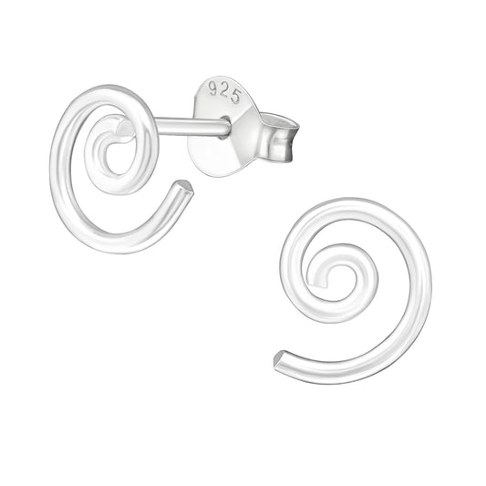 Spiral Stud Earrings - Pair - 925 Sterling Silver