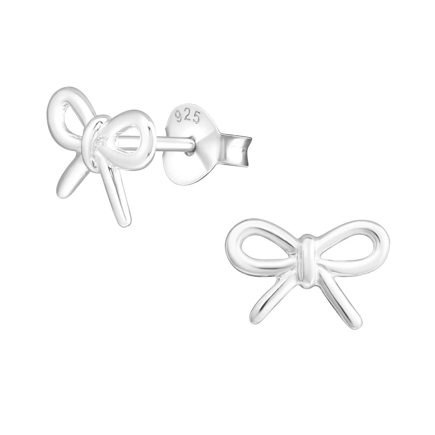 Bow Stud Earrings - Pair - 925 Sterling Silver