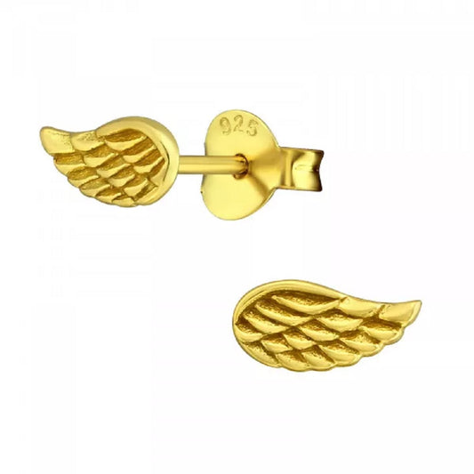 Angel Wing Stud Earrings - Pair - 925 Sterling Silver