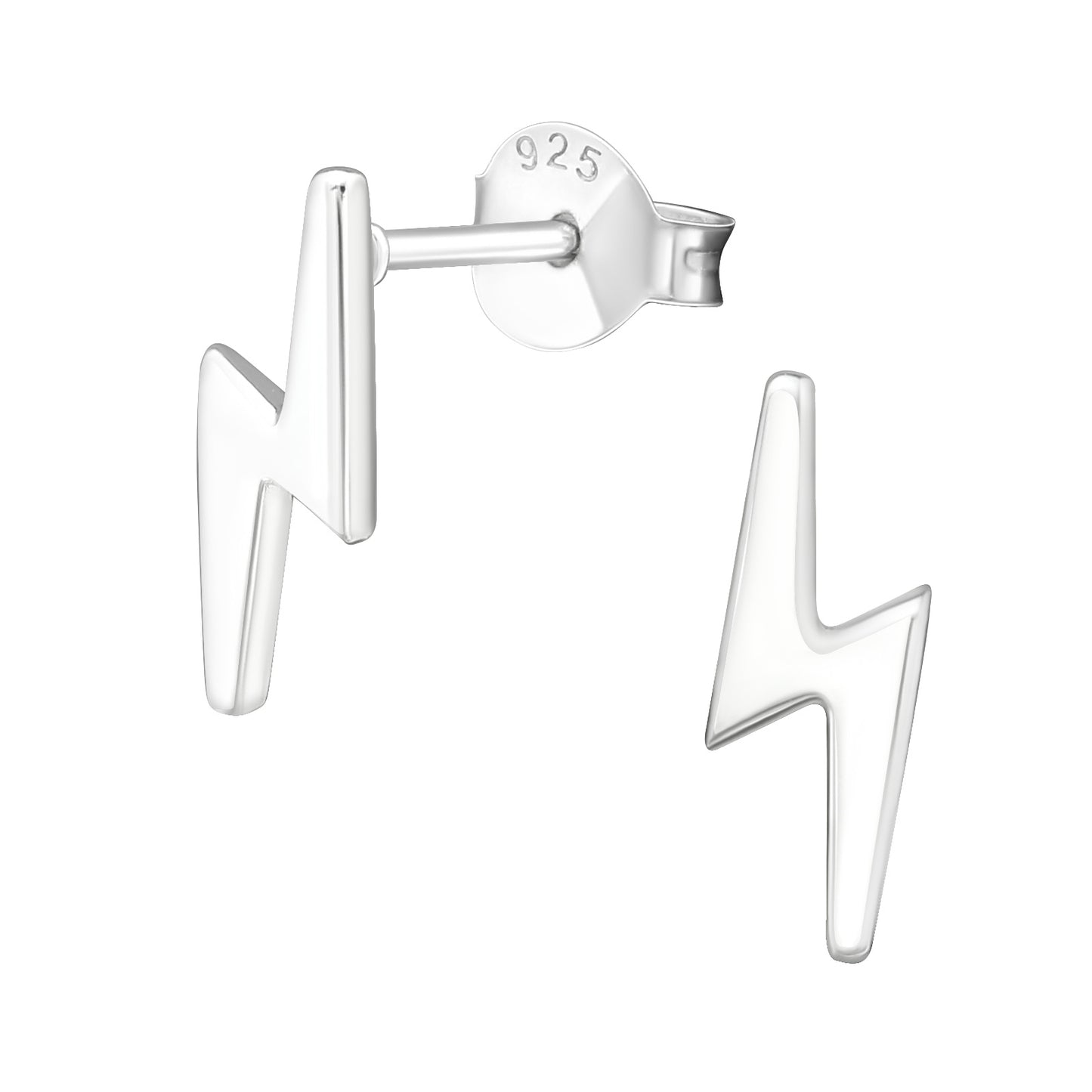 Lightning Bolt Stud Earrings - Pair - 925 Sterling Silver