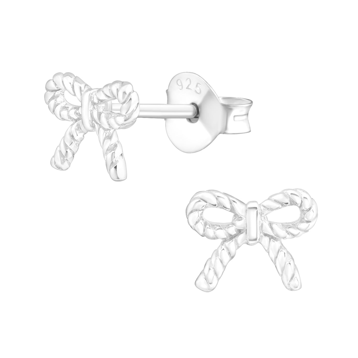 Bow Tie Stud Earrings - Pair - 925 Sterling Silver