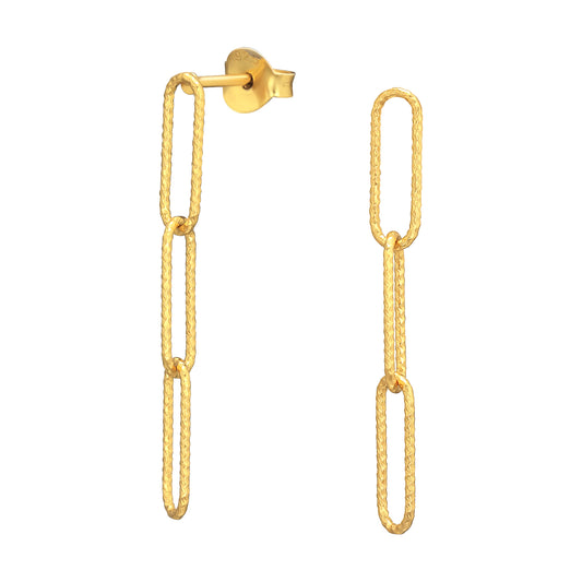 Chain Link Dangling Earrings - Pair - 925 Sterling Silver