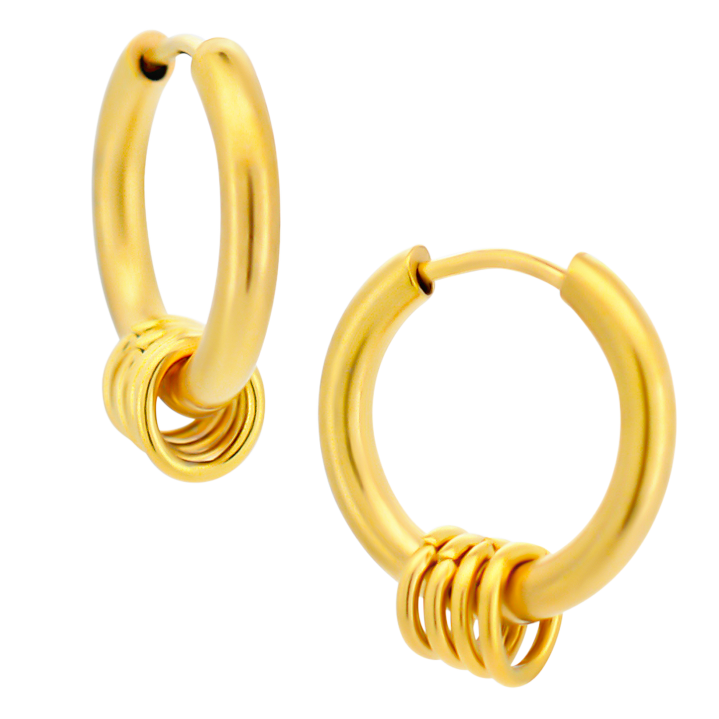 Multi Ring Huggie Hoop Earrings - Pair - 316L Stainless Steel