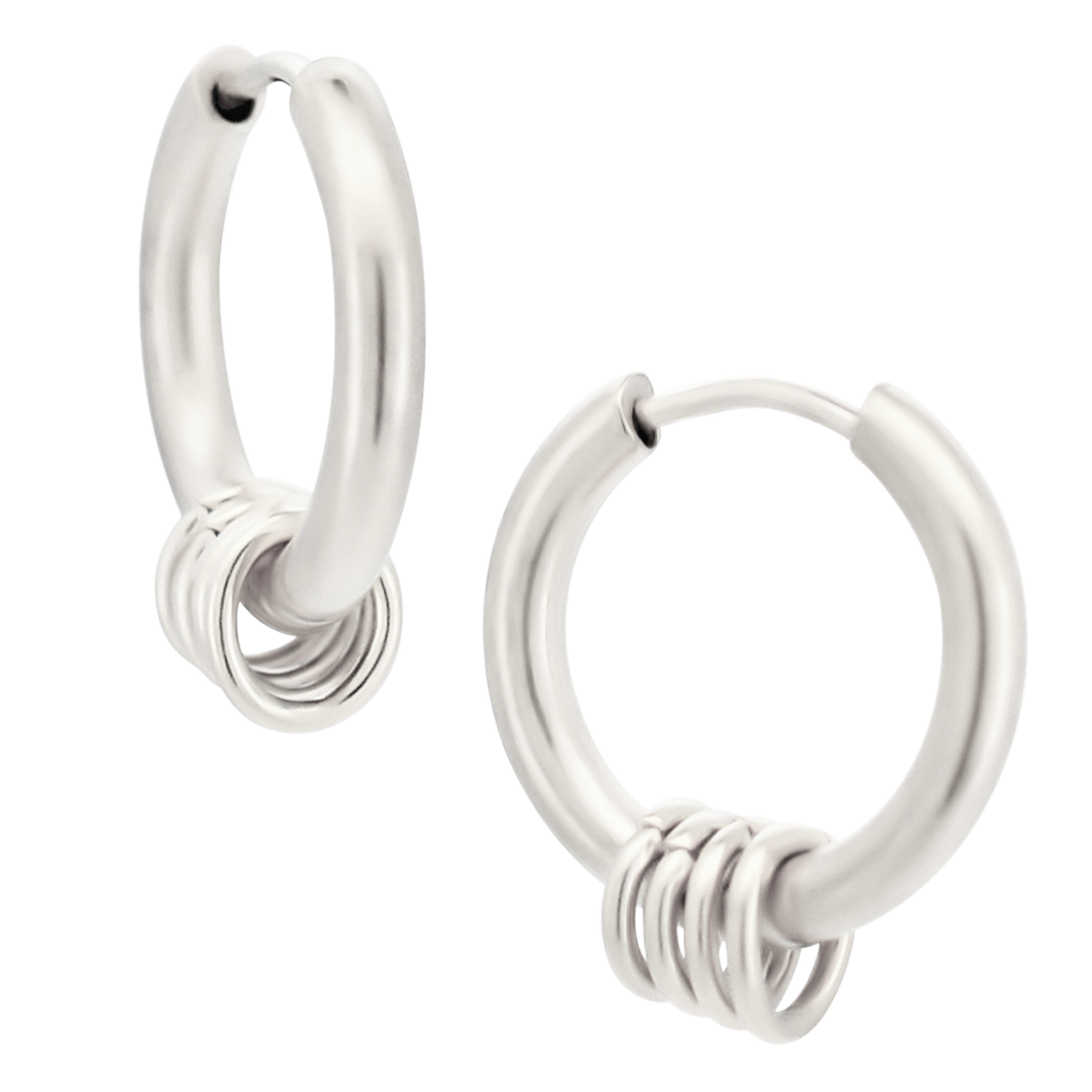 Multi Ring Huggie Hoop Earrings - Pair - 316L Stainless Steel