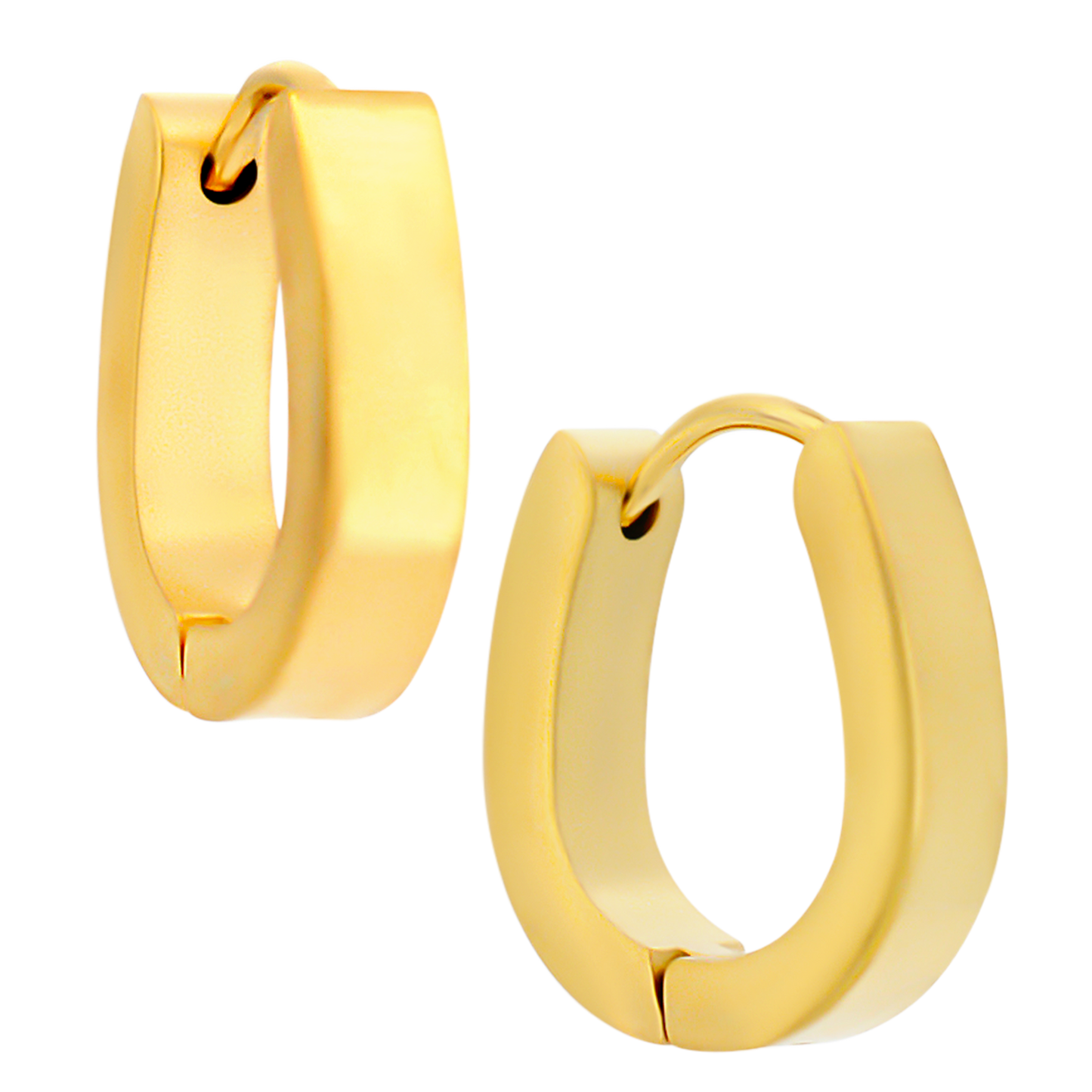 U-Shaped Huggie Hoop Earrings - Pair - 316L Stainless Steel