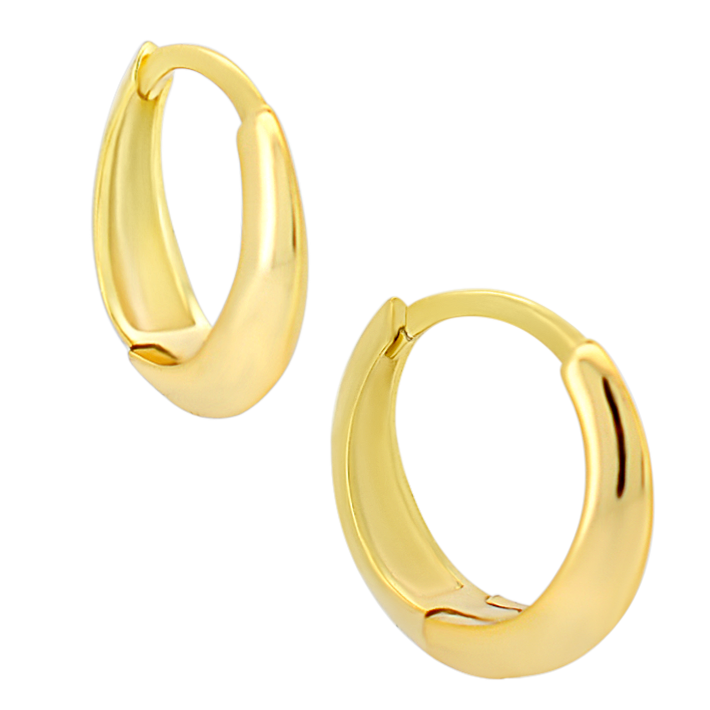 Domed Edge Tapered Huggie Hoop Earrings - Pair - 925 Sterling Silver