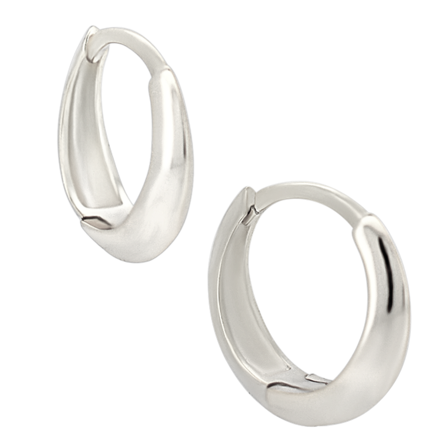 Domed Edge Tapered Huggie Hoop Earrings - Pair - 925 Sterling Silver