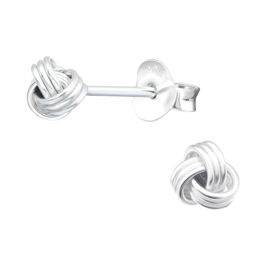 Knot Stud Earrings - Pair - 925 Sterling Silver