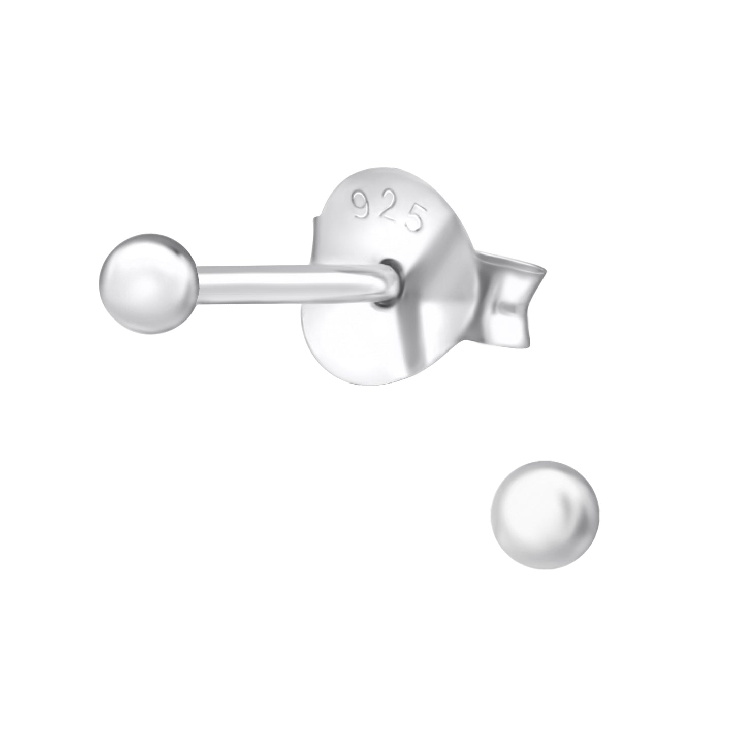 Ball Stud Earrings - Pair - 925 Sterling Silver