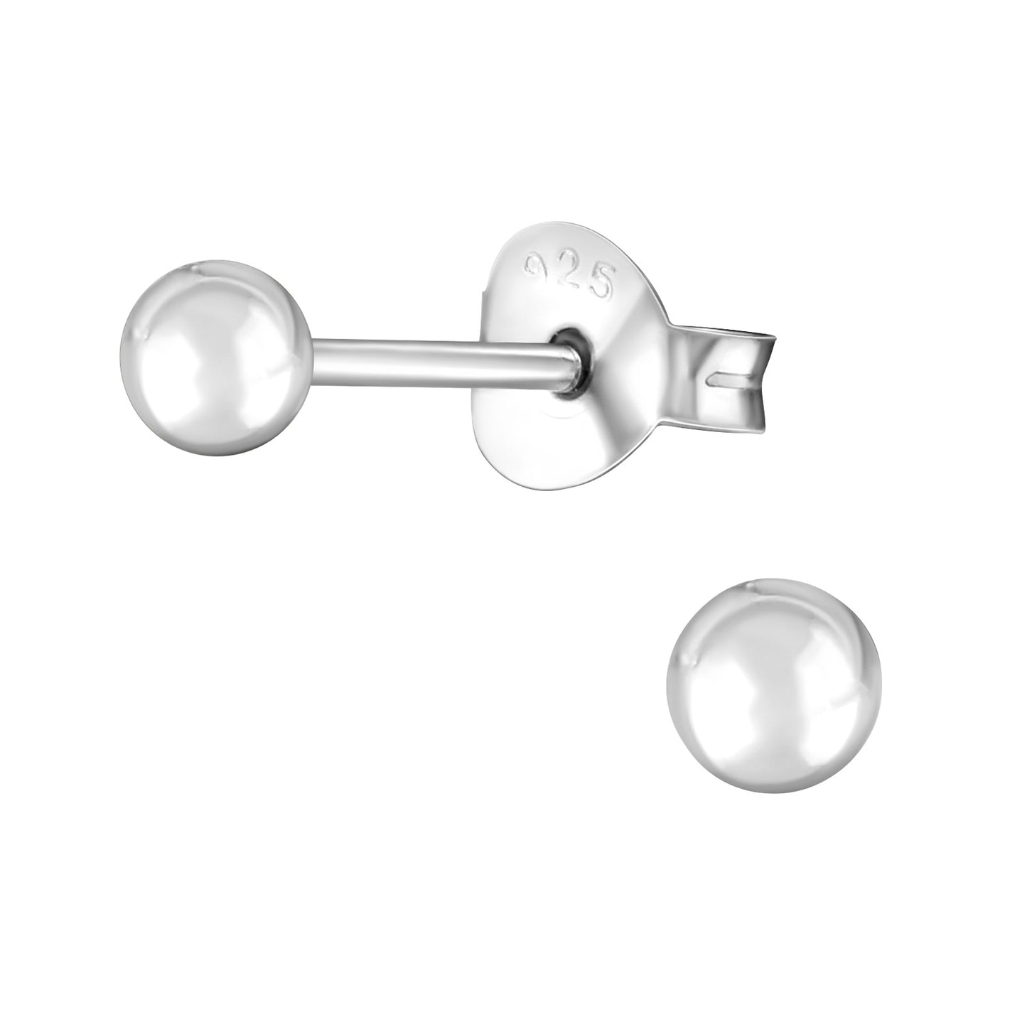 Ball Stud Earrings - Pair - 925 Sterling Silver