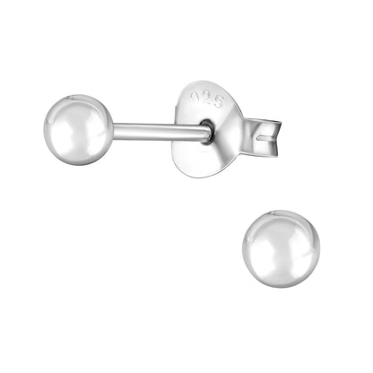 Ball Stud Earrings - Pair - 925 Sterling Silver