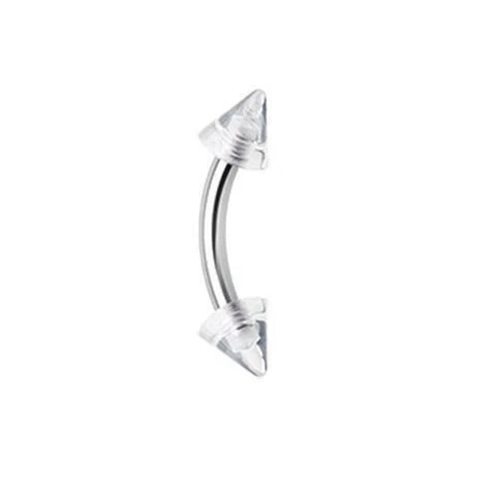 Acrylic Spike Ends Curved Eyebrow Barbell - 316L Stainless Steel