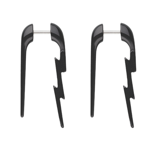 Acrylic Lightning Bolt Fake Hanging Taper Earrings - Pair