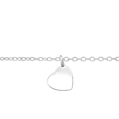 Polished Heart Bracelet - 925 Sterling Silver