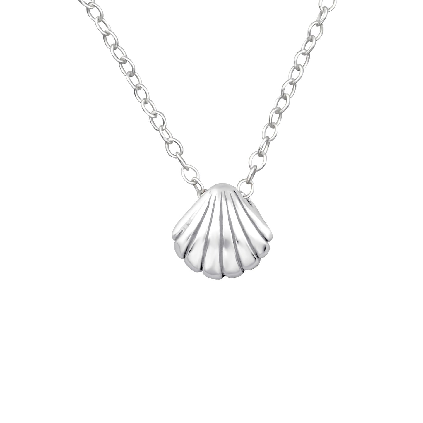 Simple Shell Pendant Necklace - 925 Sterling Silver