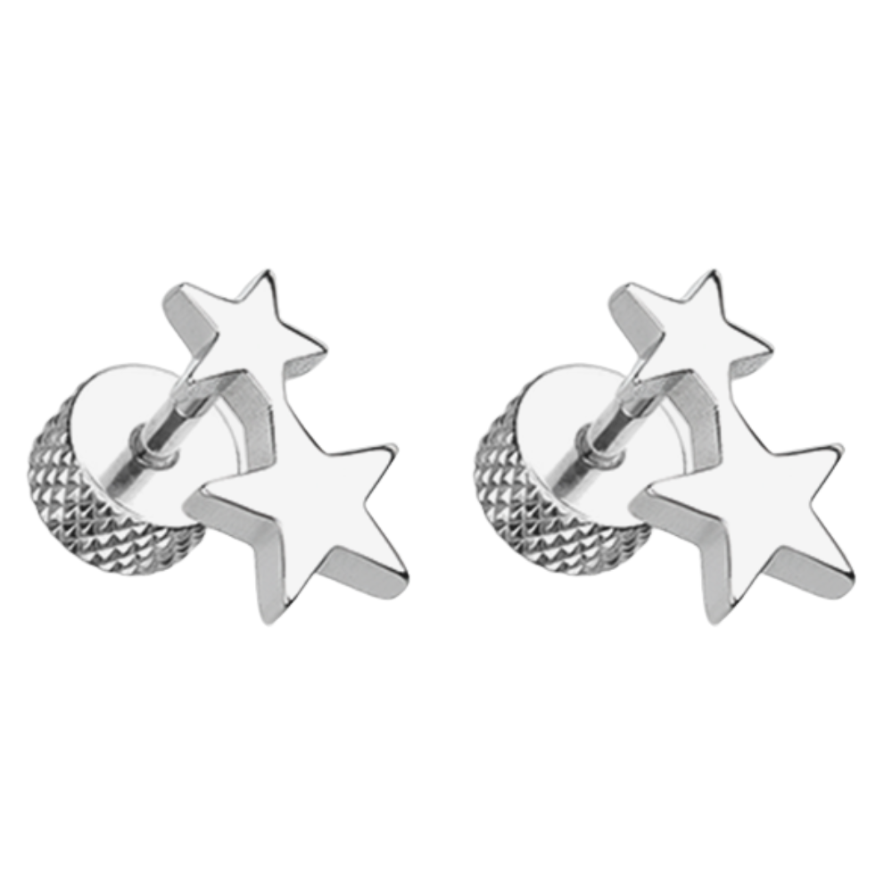 Double Star Fake Plugs - Pair - 316L Stainless Steel