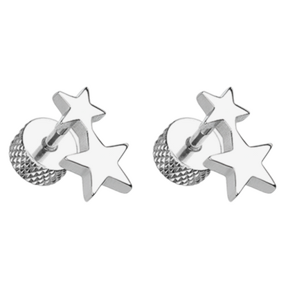 Double Star Fake Plugs - Pair - 316L Stainless Steel