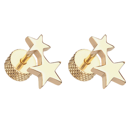 Double Star Fake Plugs - Pair - 316L Stainless Steel