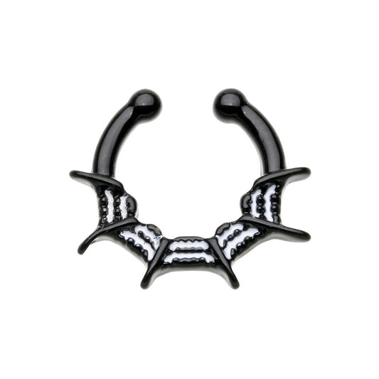 Black Spiderweb Clip On Non-Piercing Septum Ring - Stainless Steel