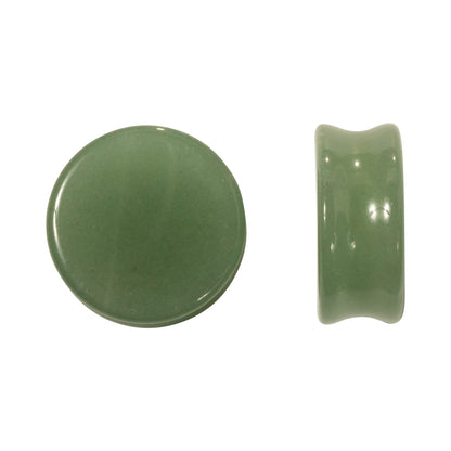 Natural Green Aventurine Stone Flat Front Double Flared Plugs - Pair