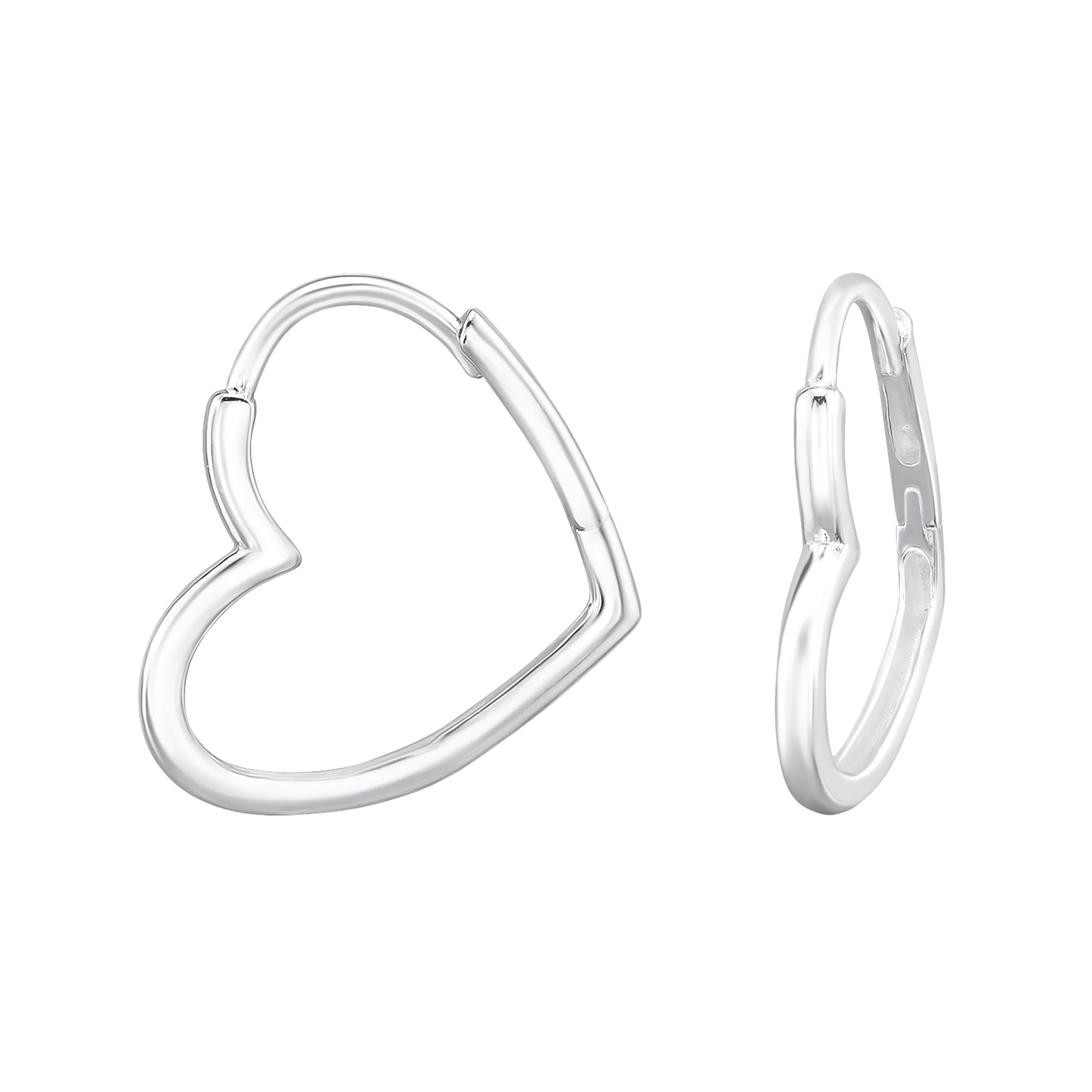 Heart Shaped Huggie Earrings - Pair - 925 Sterling Silver