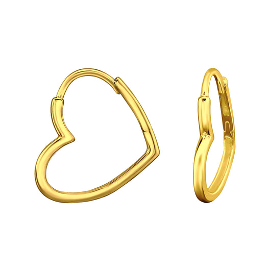 Heart Shaped Huggie Earrings - Pair - 925 Sterling Silver