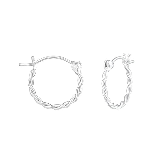 15mm Twisted Hoop Earrings - Pair - 925 Sterling Silver