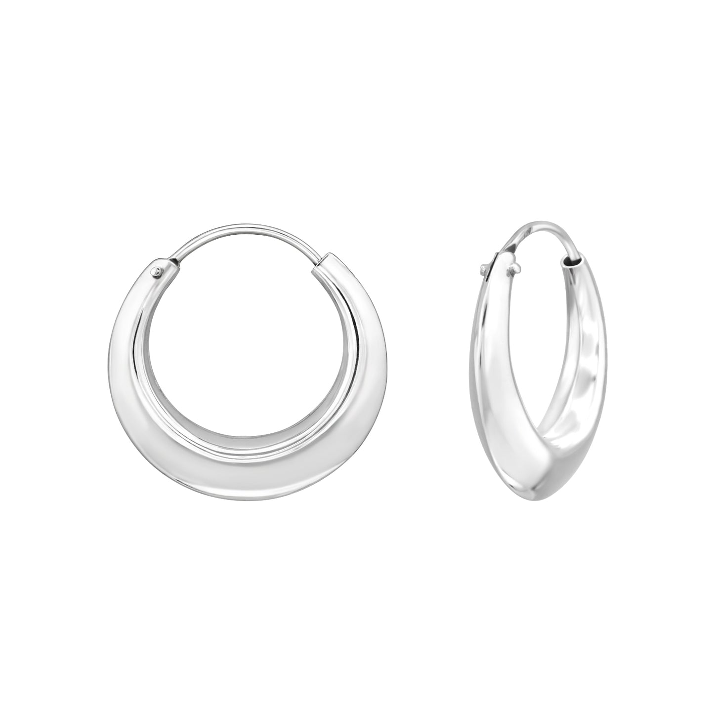 Tapered Hoop Earrings - Pair - 925 Sterling Silver